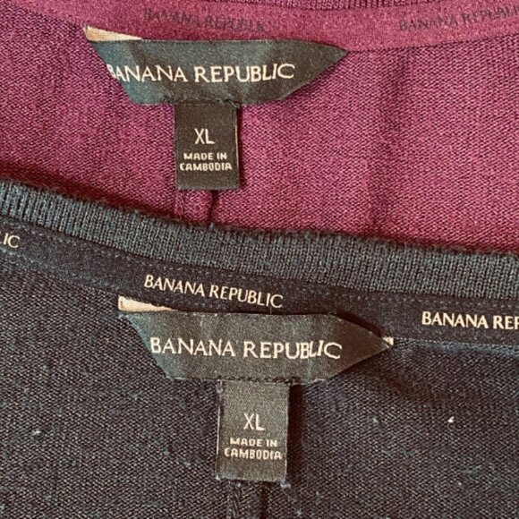 Bundle of 2 Banana Republic Long Sleeve Tee Tops  XL Burgundy & Black #350D - Picture 8 of 10